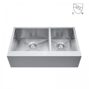 33 Inch Straight Apron front  6040 Double Bowl Farmhouse Sink